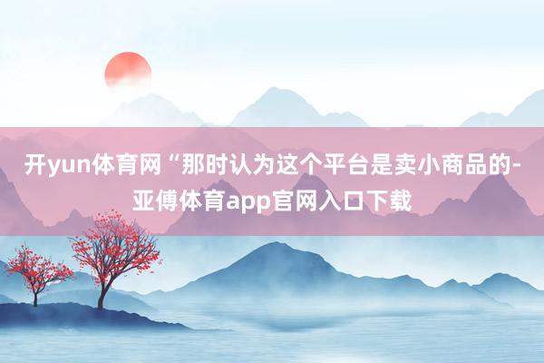 开yun体育网“那时认为这个平台是卖小商品的-亚傅体育app官网入口下载