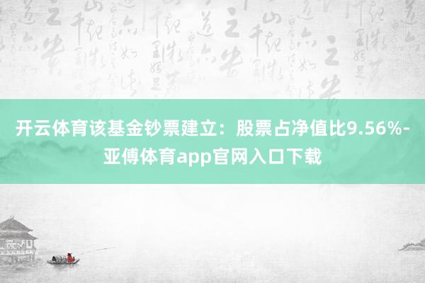 开云体育该基金钞票建立：股票占净值比9.56%-亚傅体育app官网入口下载